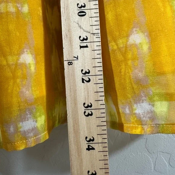 Who What Wear Yellow Tie Dye Pleated Maxi Skirt Womens Size 4 Lined Chiffon Boho - Picture 6 of 7